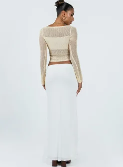 Princess Polly Berkshire Maxi Skirt  White Clearance