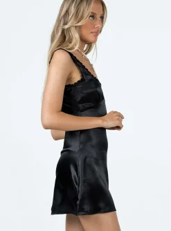Princess Polly Berlin Satin Mini Dress  Black Store