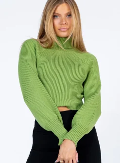 Princess Polly Bernadette Sweater  Green Hot