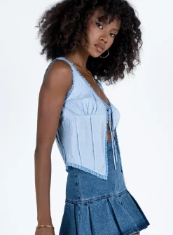 Princess Polly Berry Garden Top Blue Shop