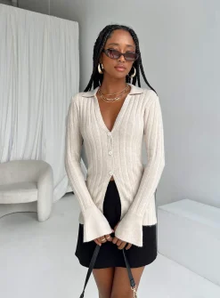 Princess Polly Beryl Long Sleeve Top Bone Cheap