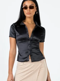 Princess Polly Bessie Top  Black New