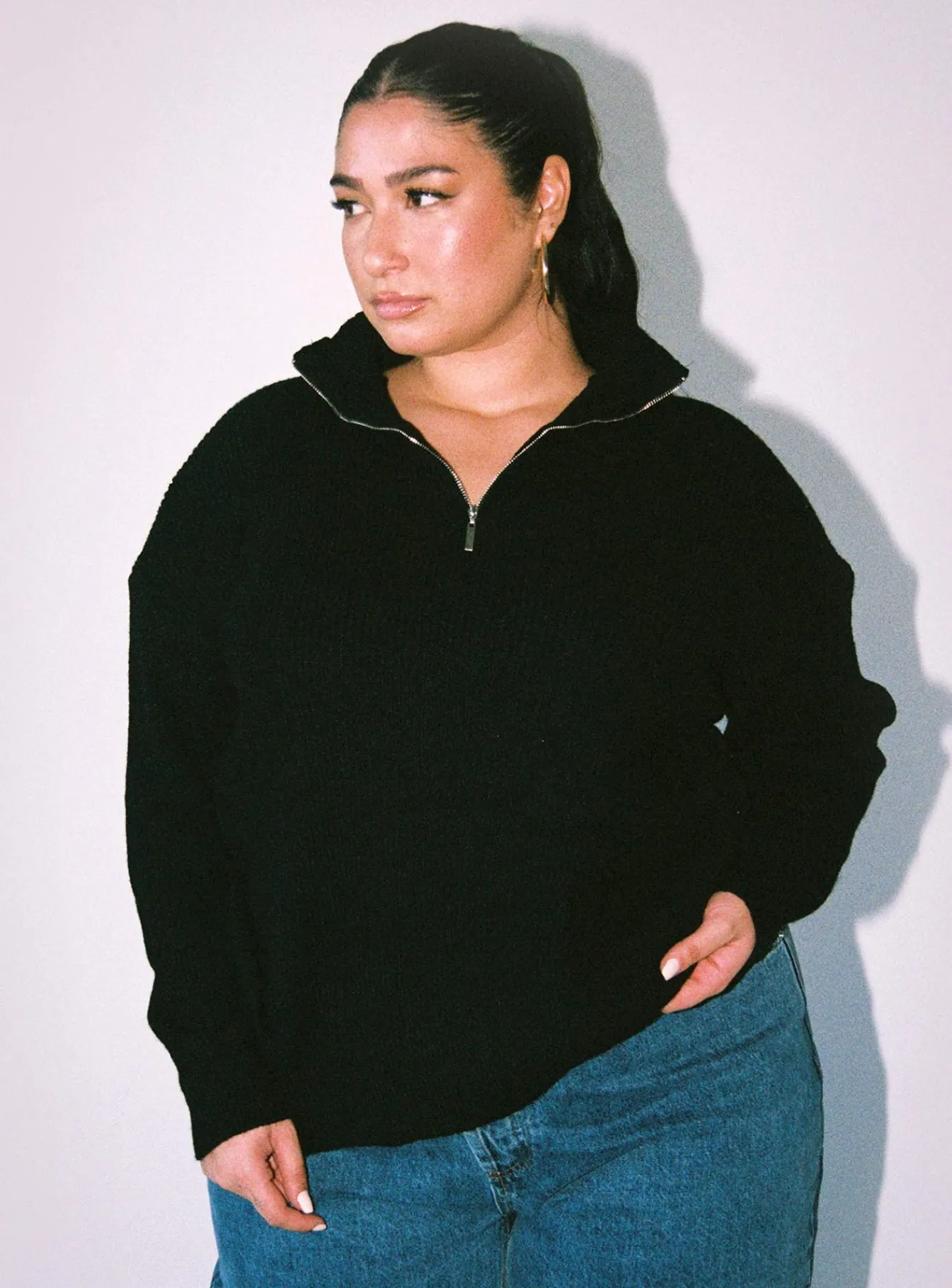 Princess Polly Bessy Knit Sweatercurve Black Best Sale