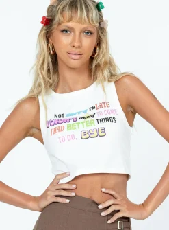 Princess Polly Better Things Tank Top  White Outlet