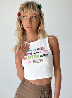 Princess Polly Better Things Tank Top  White Outlet