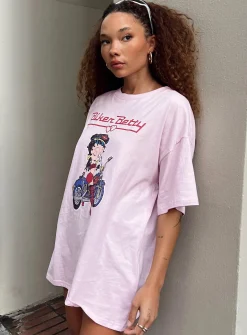 Princess Polly Betty Boop Oversized Biker Tee  Pink Shop