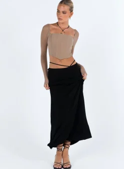 Princess Polly Beverly Long Sleeve Top Beige Fashion