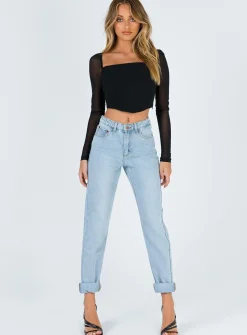 Princess Polly Beverly Long Sleeve Topeco   Black Discount