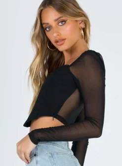 Princess Polly Beverly Long Sleeve Topeco   Black Discount