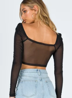 Princess Polly Beverly Long Sleeve Topeco   Black Discount
