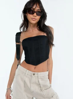 Princess Polly Beverly Strapless Top  Black Best