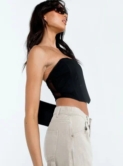 Princess Polly Beverly Strapless Top  Black Best