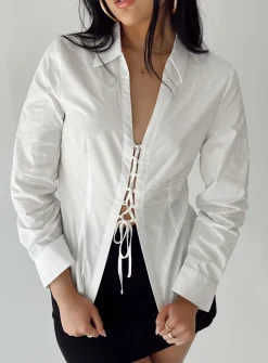 Princess Polly Bicton Shirt  White Cheap