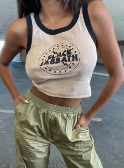 Princess Polly Black Sabbath Tank Top  Brown Store