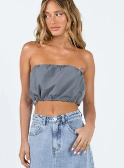 Princess Polly Blackburn Parachute Top  Grey Clearance