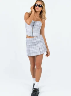 Princess Polly Bladini Corset Top  Grey Check Shop