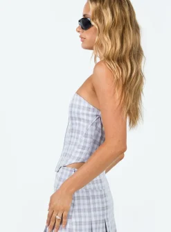 Princess Polly Bladini Corset Top  Grey Check Shop