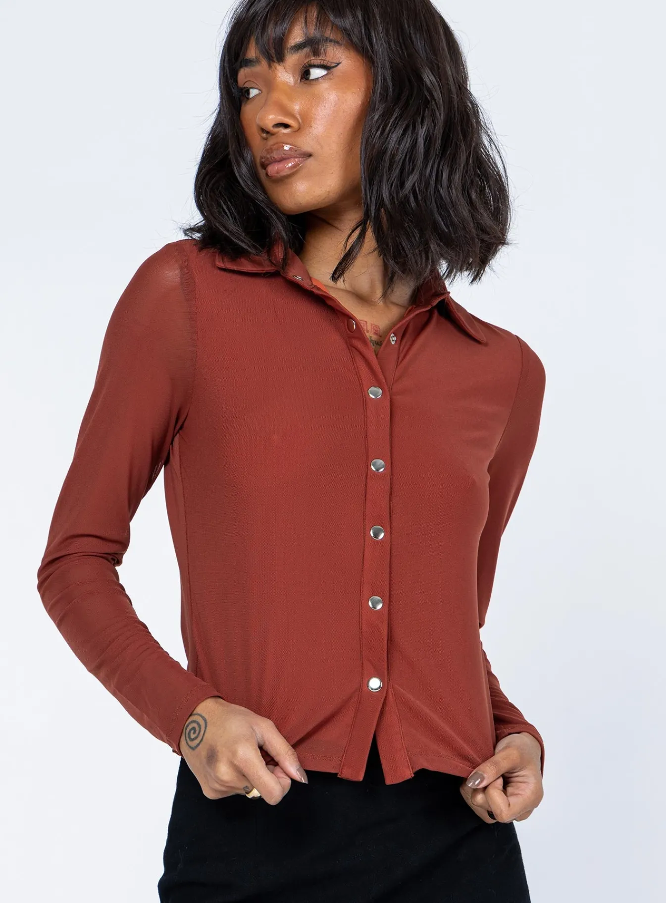 Princess Polly Blanca Long Sleeve Top Brown Best