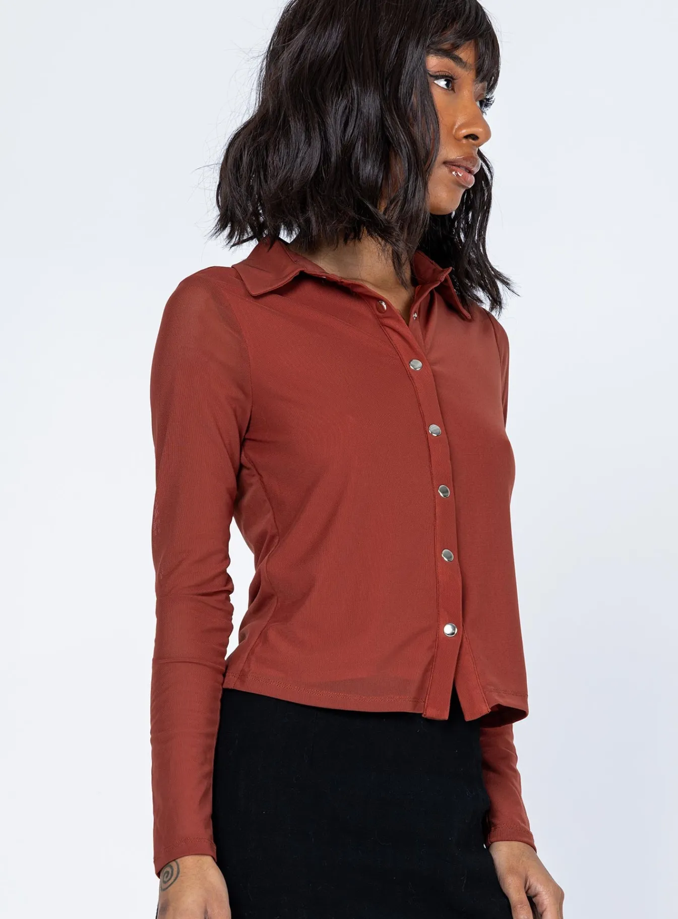 Princess Polly Blanca Long Sleeve Top Brown Best