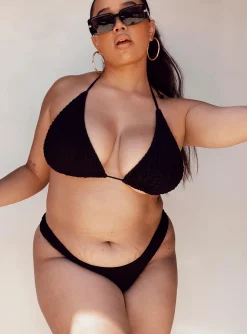 Princess Polly Blanca Triangle Shirred Bikini Topcurve   Black Outlet