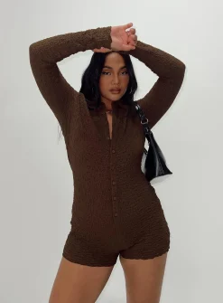 Princess Polly Blanford Romper  Brown Outlet