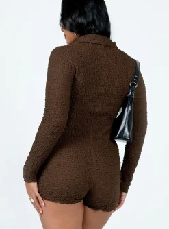 Princess Polly Blanford Romper  Brown Outlet