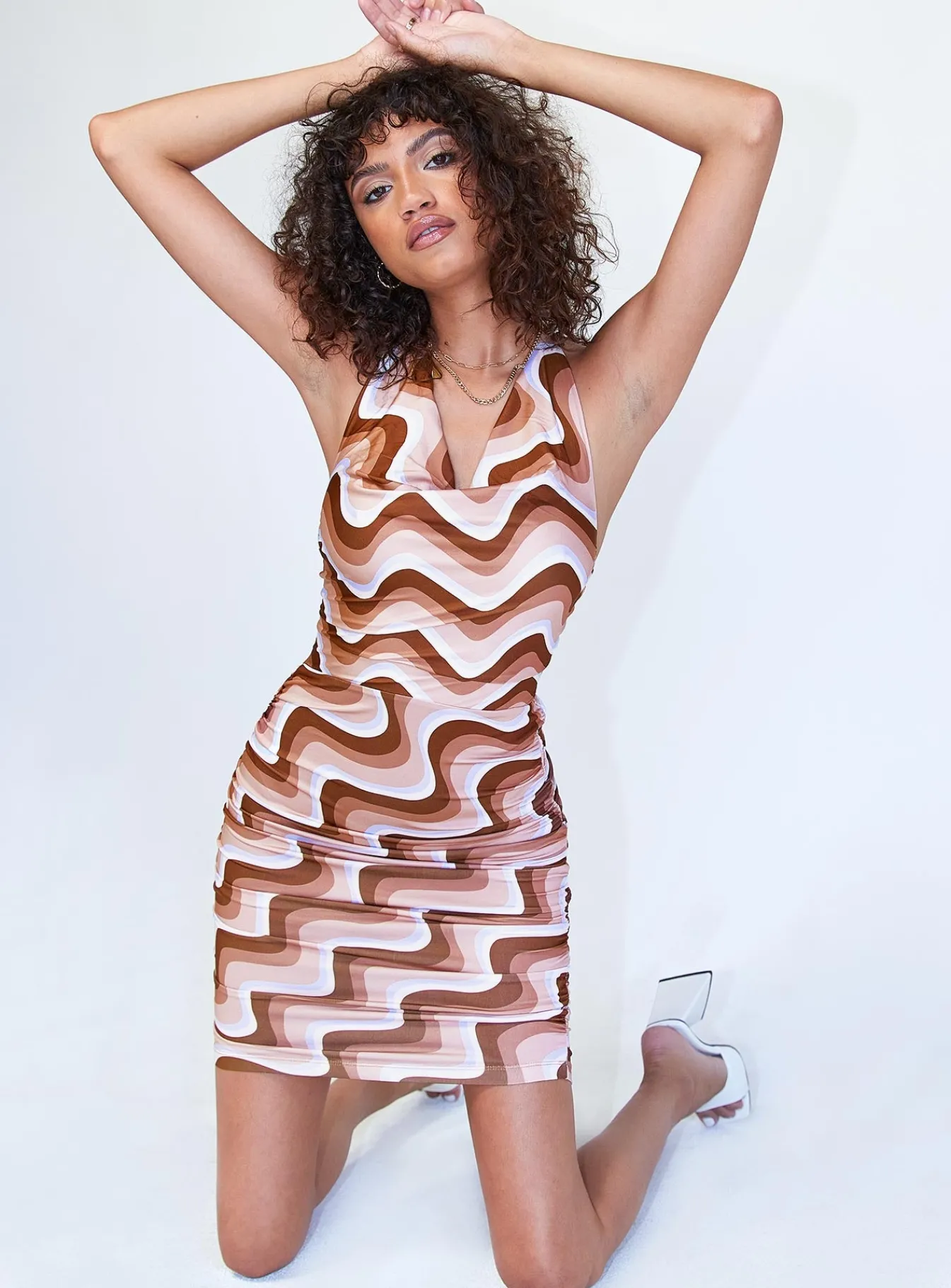Princess Polly Bliss Mini Dress Brown Multi Store