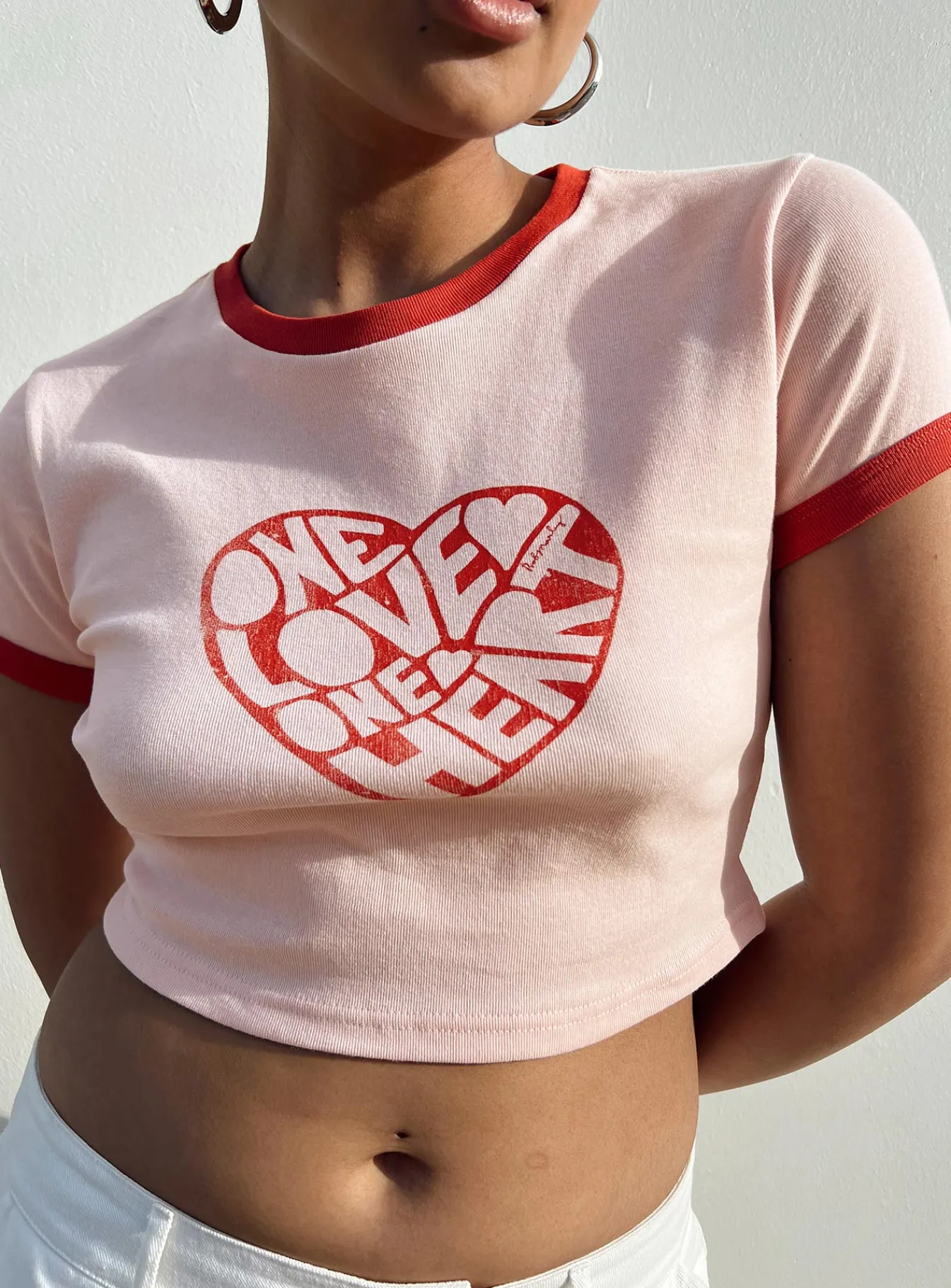 Princess Polly Bob Marley One Love One Heart Cropped Tee Pink Sale