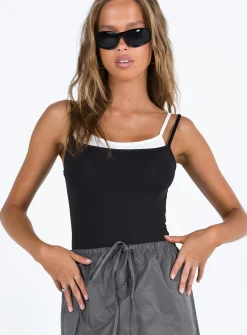 Princess Polly Boden Double Layered Bodysuit  Black New