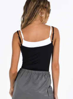Princess Polly Boden Double Layered Bodysuit  Black New