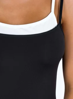 Princess Polly Boden Double Layered Bodysuit  Black New