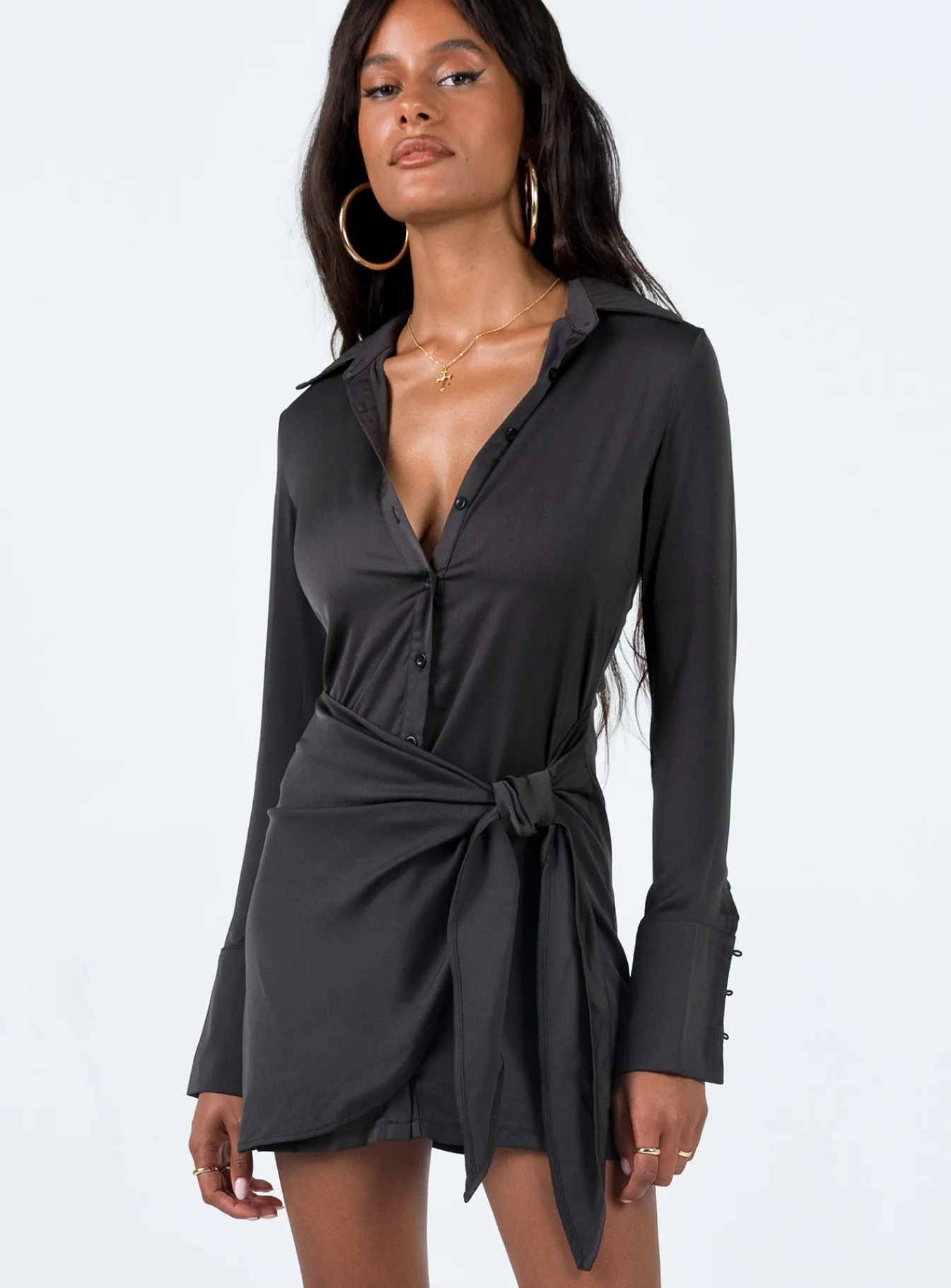 Princess Polly Bodeni Long Sleeve Mini Dress Black Best Sale