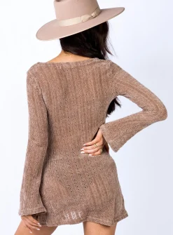 Princess Polly Boho Babe Mini Dress  Mocha Store