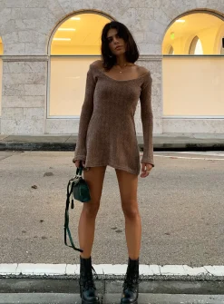 Princess Polly Boho Babe Mini Dress  Mocha Store