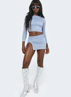 Princess Polly Bold Move Long Sleeve Toplurex   Blue Best Sale