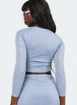 Princess Polly Bold Move Long Sleeve Toplurex Blue Best Sale