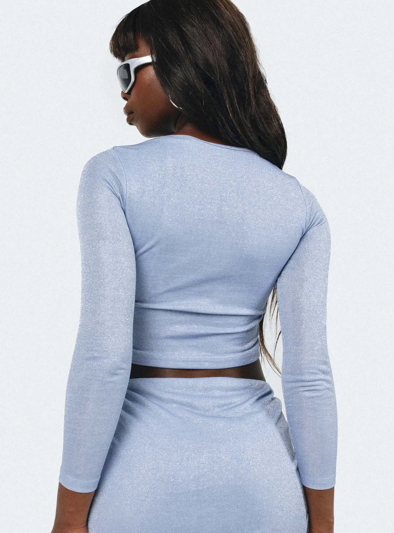 Princess Polly Bold Move Long Sleeve Toplurex Blue Best Sale