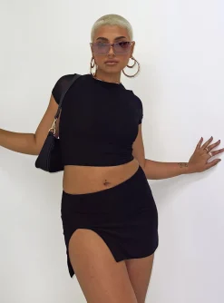 Princess Polly Bold Move Mini Skirt  Black Cheap