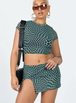 Princess Polly Bold Move Mini Skirt  Blue Multi New