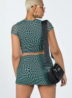 Princess Polly Bold Move Mini Skirt  Blue Multi New