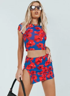 Princess Polly Bold Move Mini Skirt Navy  Floral Store