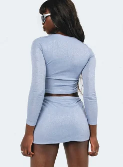 Princess Polly Bold Move Mini Skirtglitter   Blue New