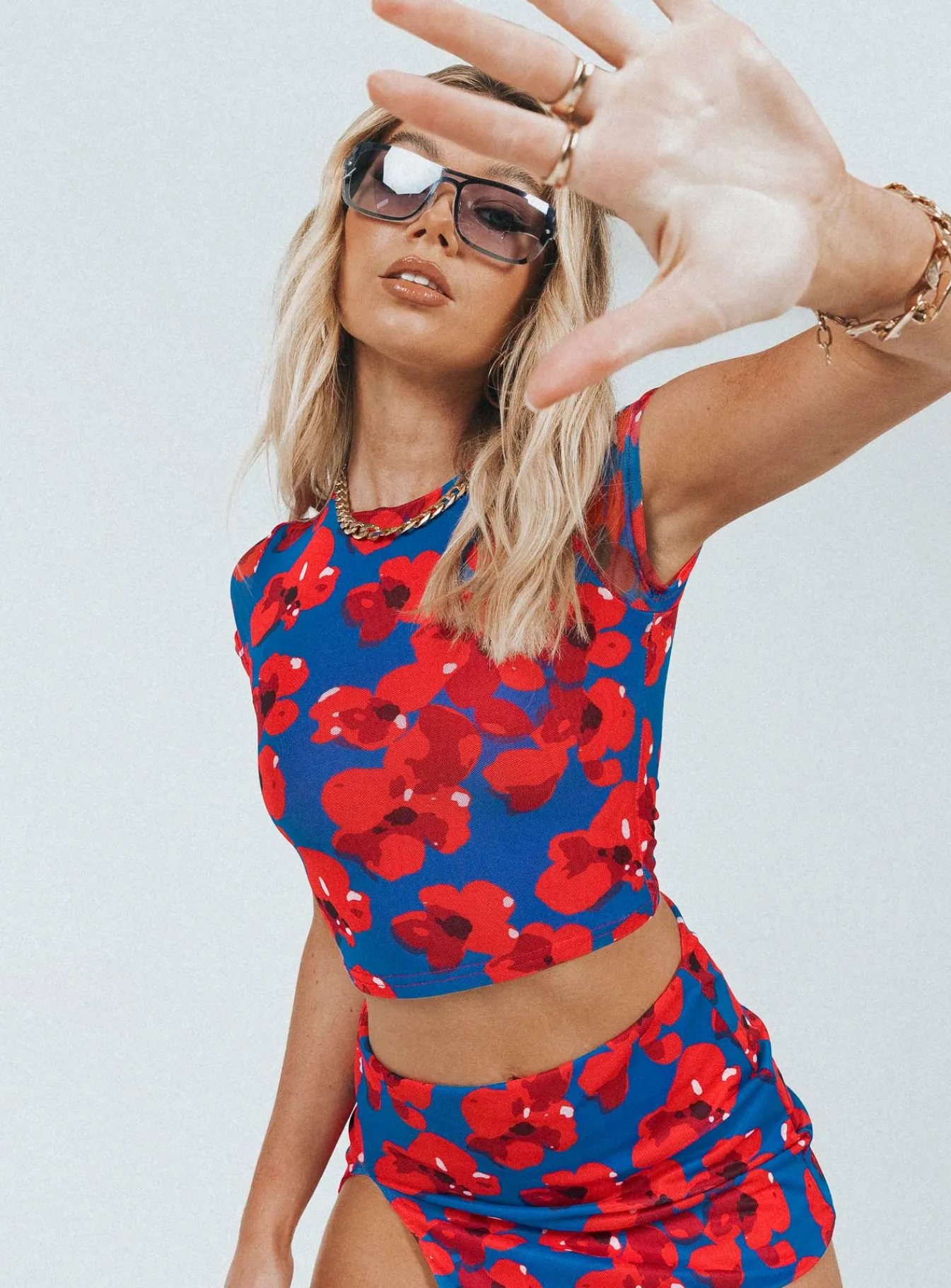 Princess Polly Bold Move Top Navy / Red Shop