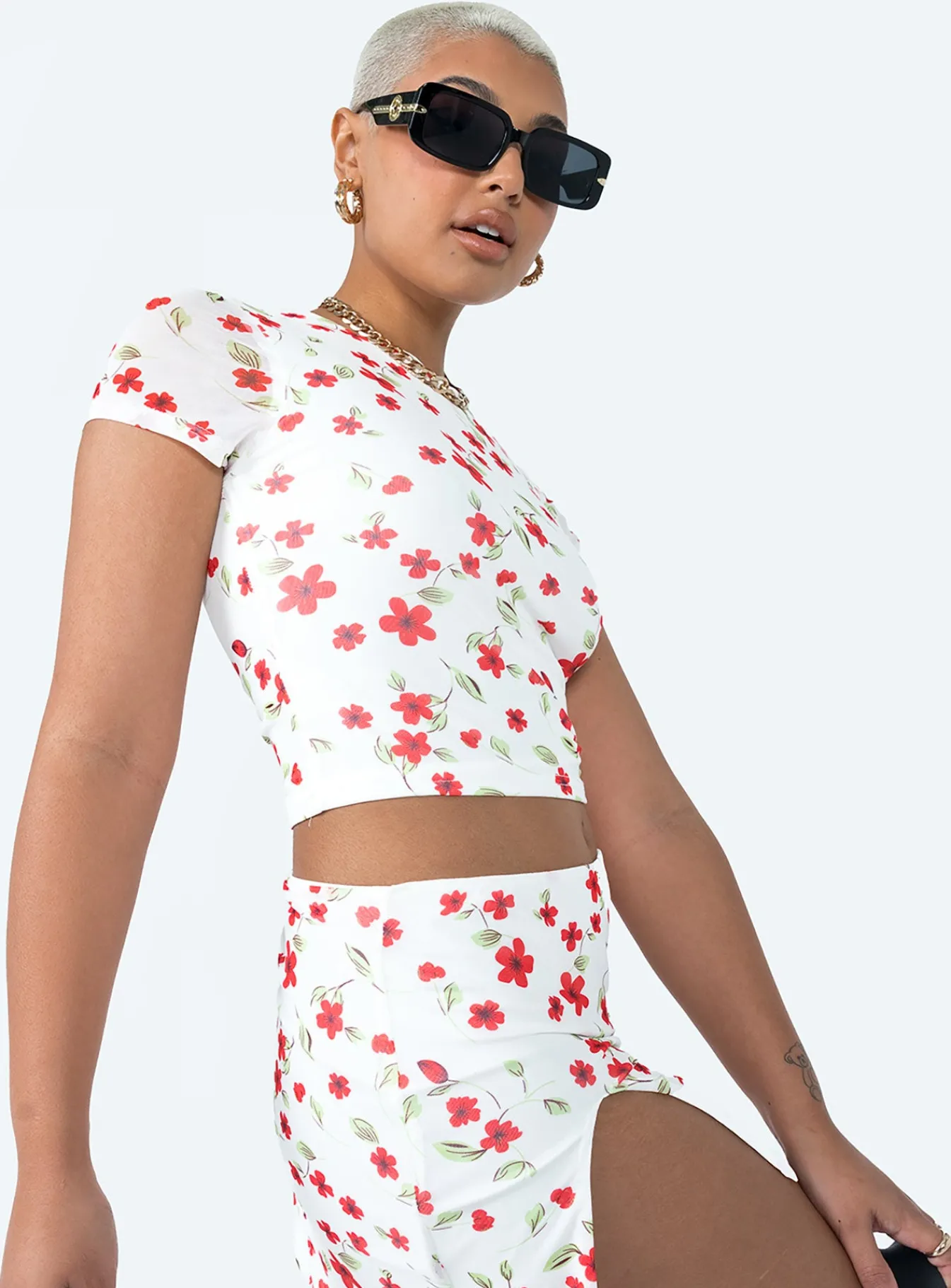 Princess Polly Bold Move Top White Floral Clearance