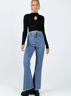 Princess Polly Bolsena Flared Mid Washjean   Denim Cheap