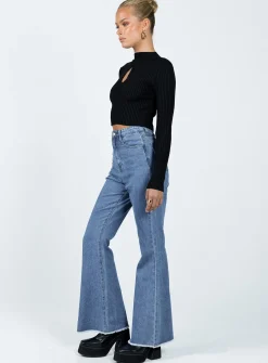 Princess Polly Bolsena Flared Mid Washjean   Denim Cheap