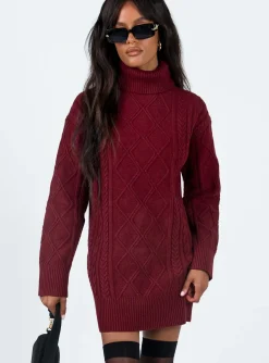 Princess Polly Bonington Sweater Dress  Burgundy Store