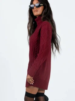 Princess Polly Bonington Sweater Dress  Burgundy Store