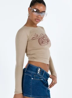 Princess Polly Bonja Top Dove Beige Best Sale
