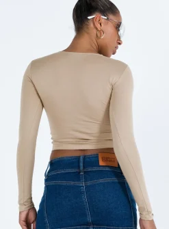 Princess Polly Bonja Top Dove Beige Best Sale